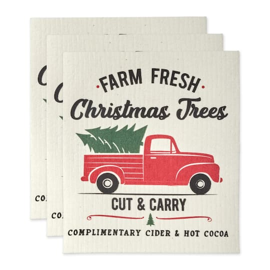 DII® Christmas Truck Swedish Dishcloth Set, 3ct.